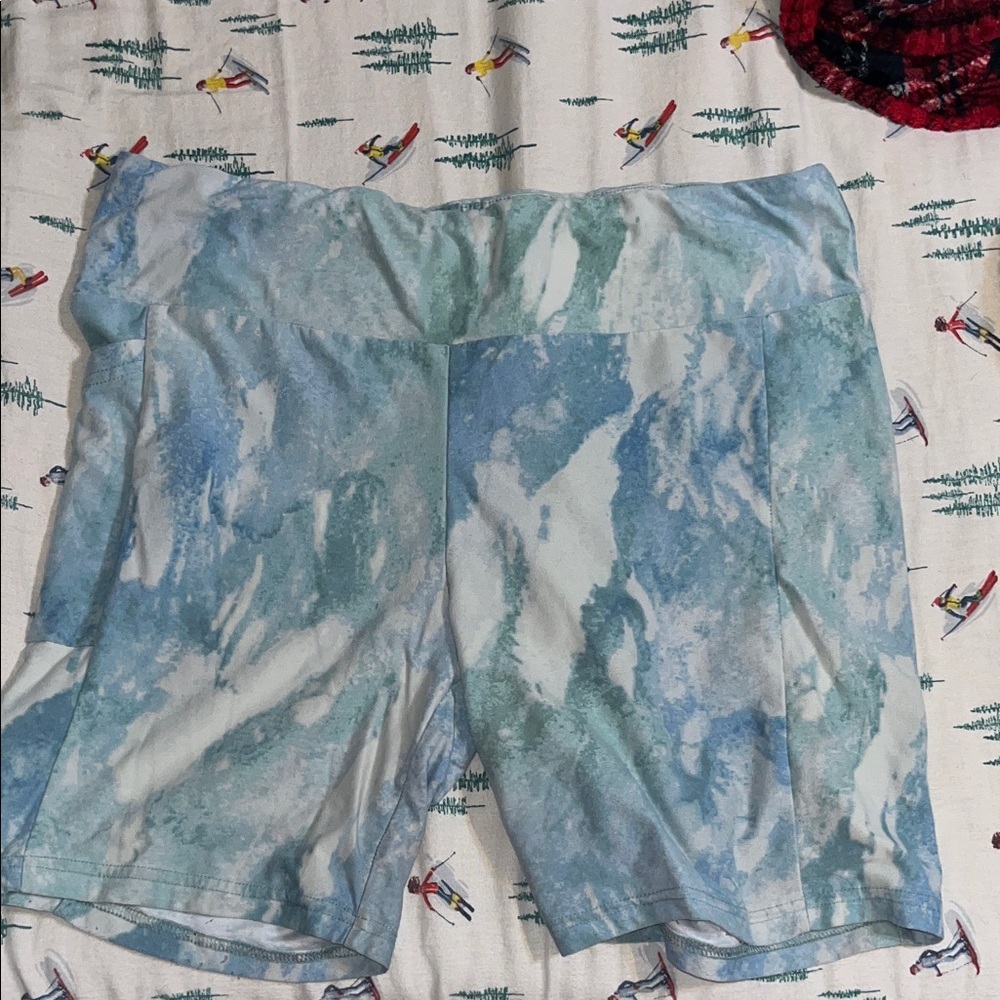 Blue and White Patterned Shorts